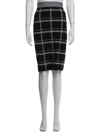 Pre-owned A.l.c Plaid Print Midi Length Skirt In White