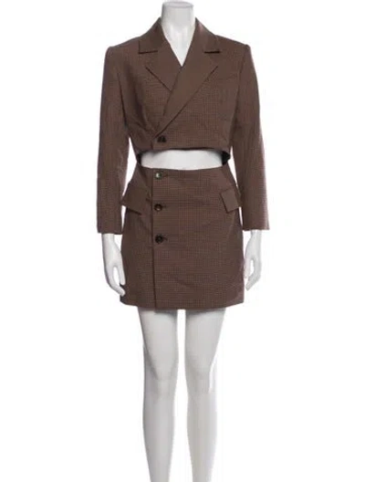 Pre-owned A.l.c Plaid Print Mini Dress In Brown