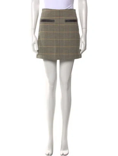 Pre-owned A.l.c Plaid Print Mini Skirt In Neutral
