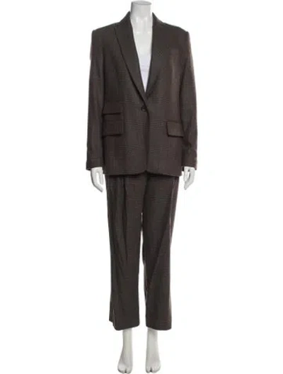 Pre-owned A.l.c Plaid Print Pantsuit In Brown