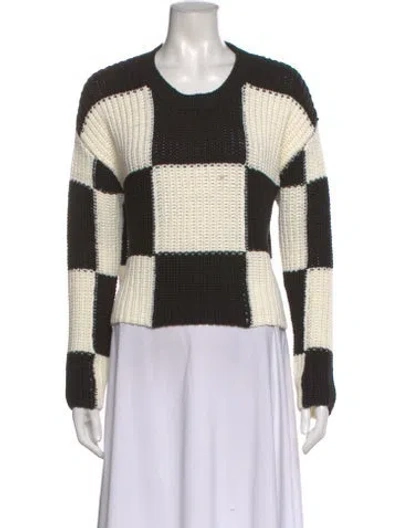Pre-owned A.l.c Plaid Print Scoop Neck Sweater In Neutral