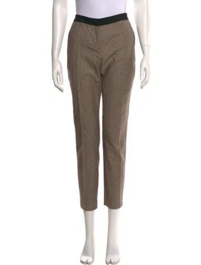 Pre-owned A.l.c Plaid Print Skinny Leg Pants In Brown