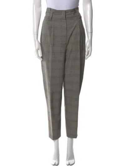 Pre-owned A.l.c Plaid Print Skinny Leg Pants In Gray
