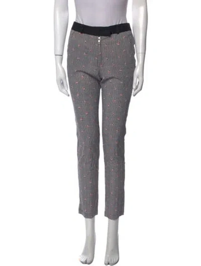 Pre-owned A.l.c Plaid Print Skinny Leg Pants In White