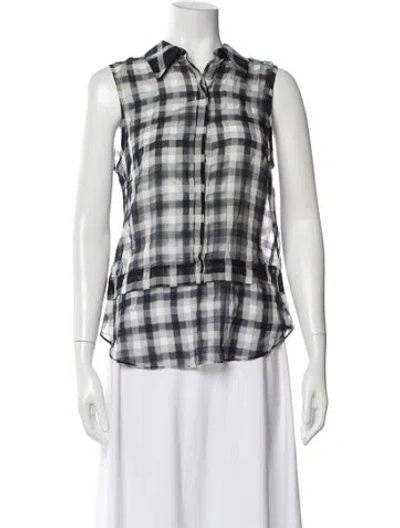 Pre-owned A.l.c Plaid Print Sleeveless Top In Blue