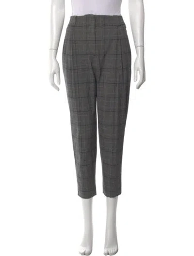Pre-owned A.l.c Plaid Print Straight Leg Pants In Gray