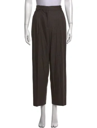 Pre-owned A.l.c Plaid Print Straight Leg Pants In Grey