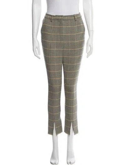 Pre-owned A.l.c Plaid Print Straight Leg Pants In Neutral