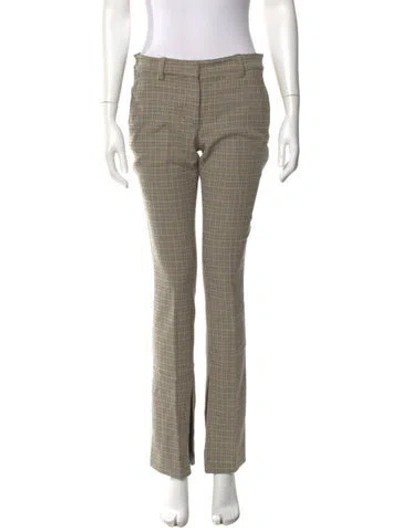 Pre-owned A.l.c Plaid Print Straight Leg Pants In Neutral