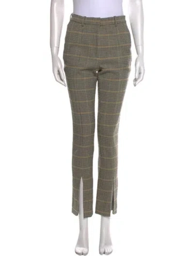 Pre-owned A.l.c Plaid Print Straight Leg Pants In Neutral
