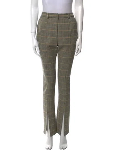 Pre-owned A.l.c Plaid Print Straight Leg Pants In Neutral