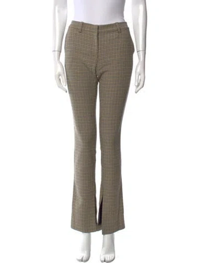 Pre-owned A.l.c Plaid Print Straight Leg Pants In Neutral
