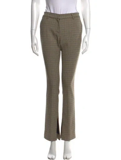 Pre-owned A.l.c Plaid Print Straight Leg Pants In Neutral
