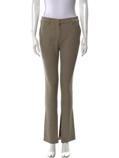 Pre-owned A.l.c Plaid Print Straight Leg Pants In Neutral