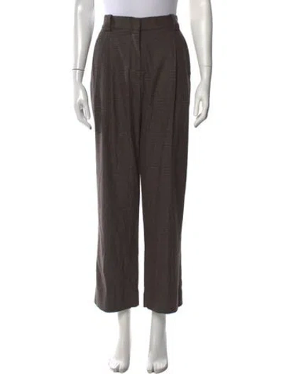 Pre-owned A.l.c Plaid Print Straight Leg Pants In Neutral