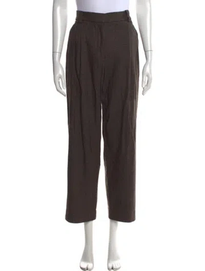 Pre-owned A.l.c Plaid Print Straight Leg Pants In Neutral