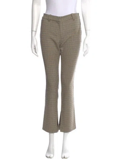 Pre-owned A.l.c Plaid Print Straight Leg Pants In Yellow