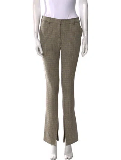 Pre-owned A.l.c Plaid Print Straight Leg Pants In Yellow