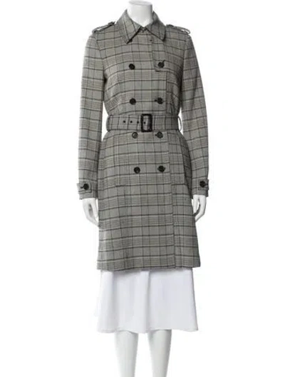 Pre-owned A.l.c Plaid Print Trench Coat In Gray