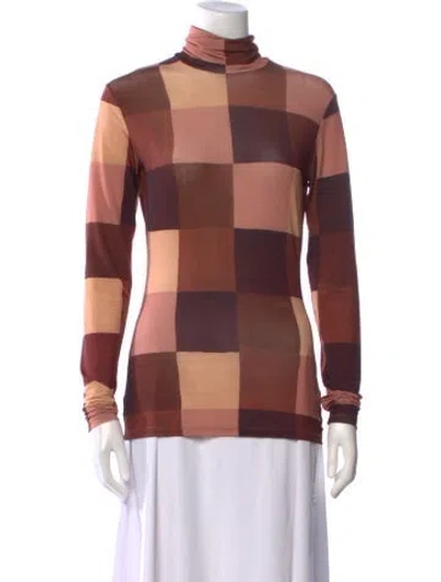 Pre-owned A.l.c Plaid Print Turtleneck Sweatshirt In Brown