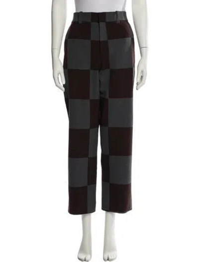 Pre-owned A.l.c Plaid Print Wide Leg Pants In Black