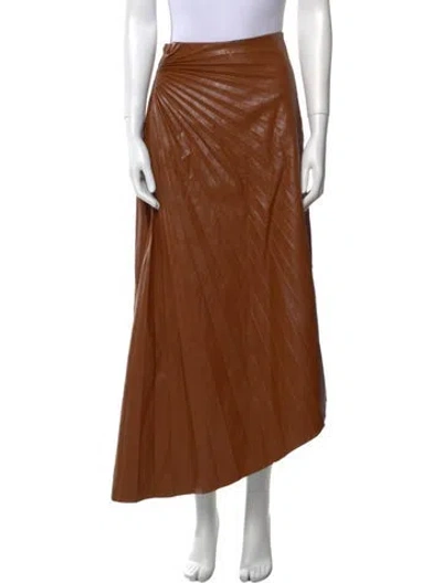 Pre-owned A.l.c Pleated Accents Long Skirt In Brown