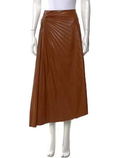 Pre-owned A.l.c Pleated Accents Long Skirt In Brown