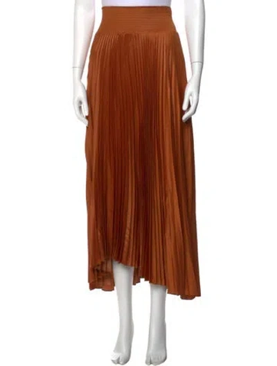 Pre-owned A.l.c Pleated Accents Long Skirt In Orange