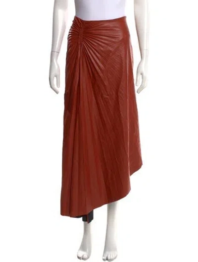 Pre-owned A.l.c Pleated Accents Long Skirt In Orange