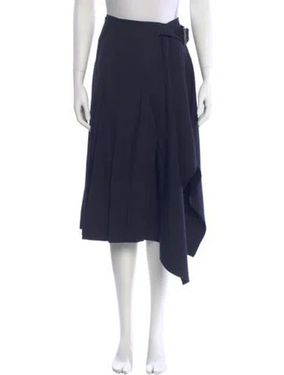 Pre-owned A.l.c Pleated Accents Midi Length Skirt In Blue