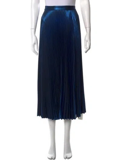 Pre-owned A.l.c Pleated Accents Midi Length Skirt In Blue/metallic