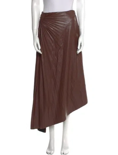 Pre-owned A.l.c Pleated Accents Midi Length Skirt In Brown