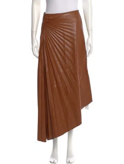 Pre-owned A.l.c Pleated Accents Midi Length Skirt In Brown