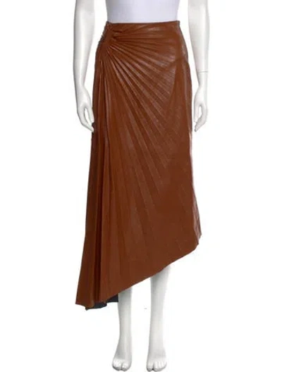 Pre-owned A.l.c Pleated Accents Midi Length Skirt In Brown