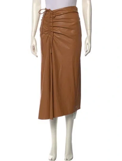 Pre-owned A.l.c Pleated Accents Midi Length Skirt In Brown