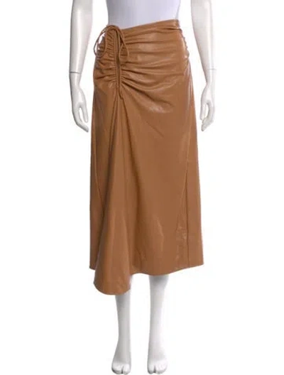 Pre-owned A.l.c Pleated Accents Midi Length Skirt In Brown
