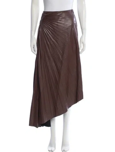 Pre-owned A.l.c Pleated Accents Midi Length Skirt In Brown