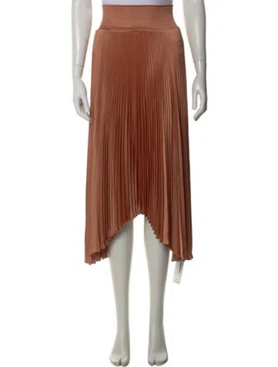 Pre-owned A.l.c Pleated Accents Midi Length Skirt In Brown