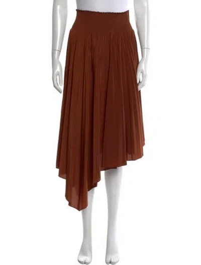 Pre-owned A.l.c Pleated Accents Midi Length Skirt In Brown