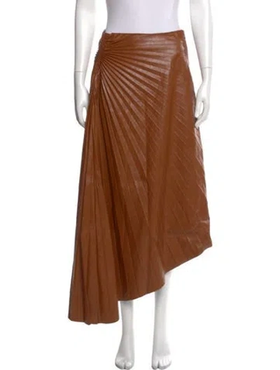 Pre-owned A.l.c Pleated Accents Midi Length Skirt In Brown