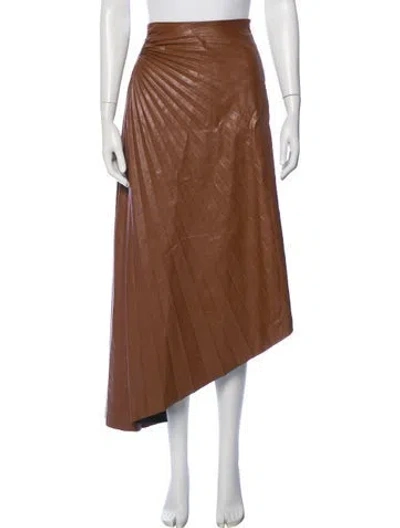 Pre-owned A.l.c Pleated Accents Midi Length Skirt In Brown