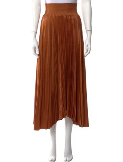 Pre-owned A.l.c Pleated Accents Midi Length Skirt In Brown