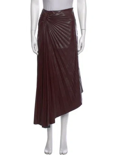 Pre-owned A.l.c Pleated Accents Midi Length Skirt In Burgundy