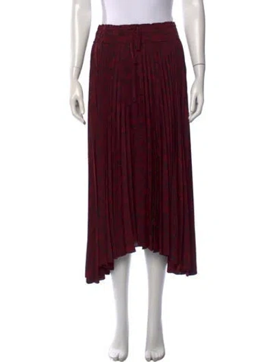 Pre-owned A.l.c Pleated Accents Midi Length Skirt In Burgundy
