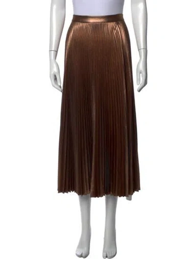 Pre-owned A.l.c Pleated Accents Midi Length Skirt In Gold