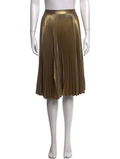 Pre-owned A.l.c Pleated Accents Midi Length Skirt In Gold/metallic