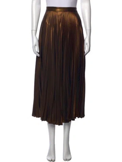 Pre-owned A.l.c Pleated Accents Midi Length Skirt In Green