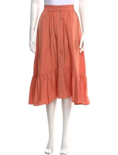 Pre-owned A.l.c Pleated Accents Midi Length Skirt In Orange