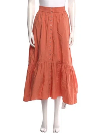 Pre-owned A.l.c Pleated Accents Midi Length Skirt In Orange
