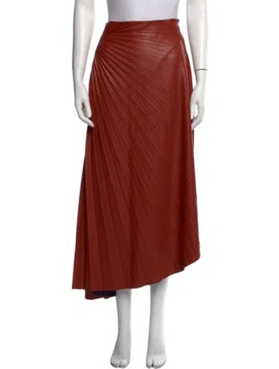 Pre-owned A.l.c Pleated Accents Midi Length Skirt In Orange